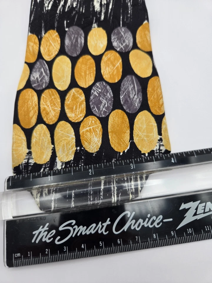 Галстук Bugatti мужской шелк черное золото желтый круг точка узор сделано в США - Изображение 4 из 4