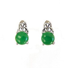 Round Green Jade Stud Earrings