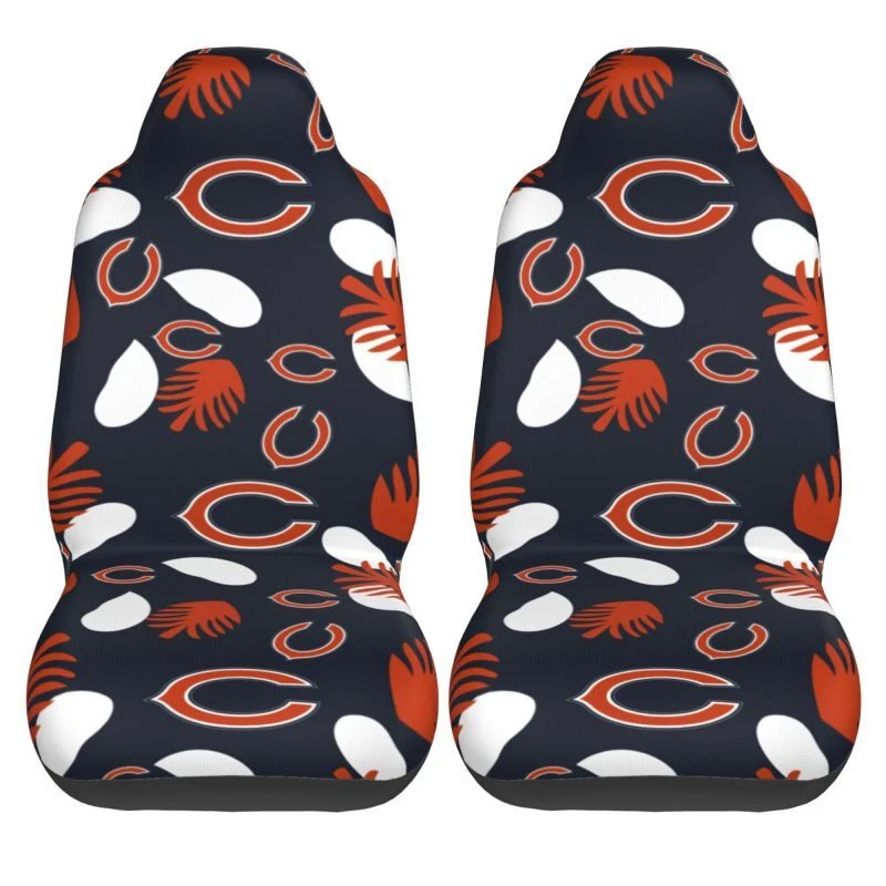 2pcs Chicago Bears Elastic Car Seat Covers Car Front Rear Protectors Decor