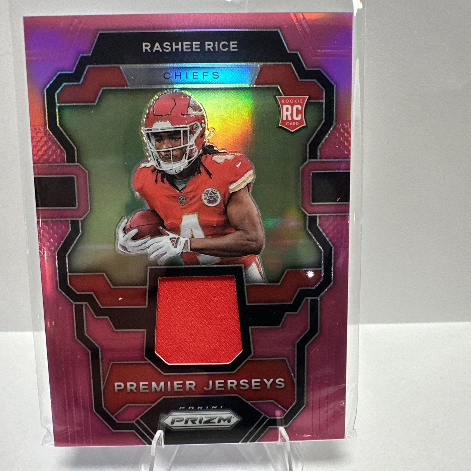 RASHEE RICE 2023 PANINI PRIZM PINK ROOKIE GEAR PATCH RC