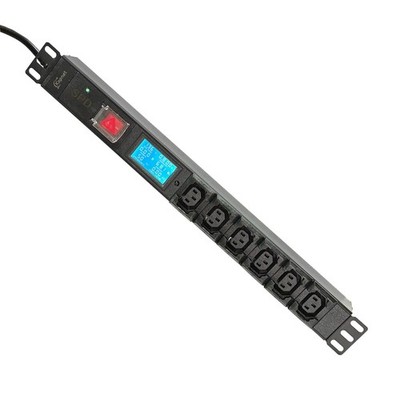 19 Inch 6 C13 Metered PDU Rack Mount Power Distribution Units, 110-250V 15A 1...