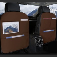 Kick Mat Back Seat Protector  Waterproof Leather Car Seat Back Coffee 2-pack