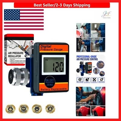 #ad Digital Air Pressure Regulator with LED Gauge – ¼ NPT Valve for Precision Tasks $55.99