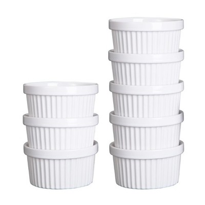 8 OZ Ceramic Ramekins Set of 8, Oven Safe Ceramic Souffle Cups for Baking, White