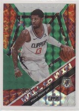 2019-20 Panini Mosaic Will to Win Green Mosaic Prizm Paul George #18 1s6