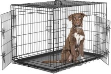 Dog Crate - Medium 36 Inch Double Door Portable Dog Cage, Metal Wire Pet Kennel