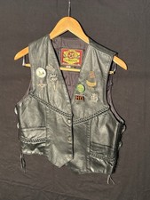 Harley-Davidson Collectible VINTAGE Leather Riding Vest, Pins, Patches Wmns L