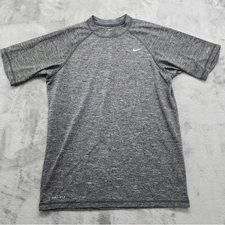 Nike Dri-FIT UPF 40+ Hydroguard Swim Tee Men's Size S Gray Heathered Rash Guard