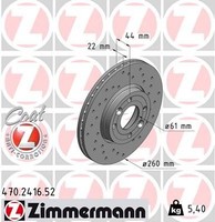 2X Zimmermann Bremsscheibe 470.2416.52 FüR Dacia Renault Nissan Lada