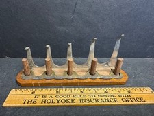 Antique 1880 J. & P. Coats Spool Rack: Nickel, Brass & Mahogany, Thread Holder