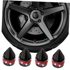 4 PCS Bling Tire Valve Caps, Aluminum Alloy Car Tire Valve Stem Caps, Red