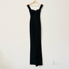 House of CB SMALL Yasmeen black ribbed cutout front straight leg jumpsuit