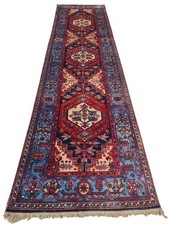 Amazing Hand Knotted Vintage Tribal Hareez Wool Area Runner Rug 11 x 3 Ft