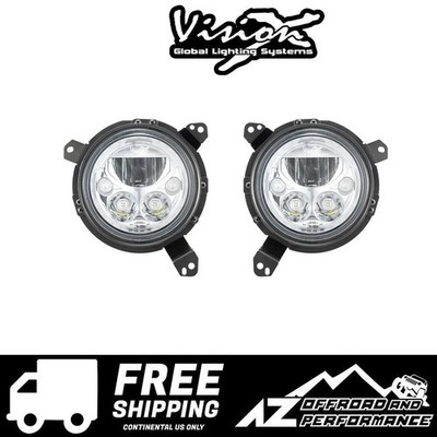 Vision X 7'' VX LED Headlights Chrome Clear for 18-24 Jeep Wrangler JL Gladiator
