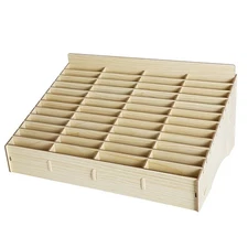 HTM 48 Grid Wooden Cell Phone Holder Desktop Organizer Storage Box for Classr...