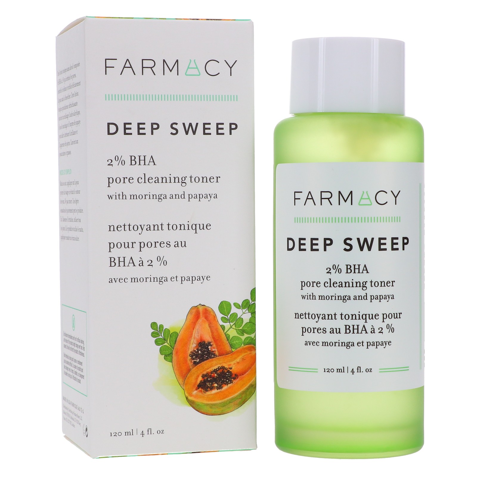 FARMACY DEEP SWEEP 2 BHA PORE CLEANING TONER MORINGA PAPAYA 4 OZ DAMAGED BOX 5790₽