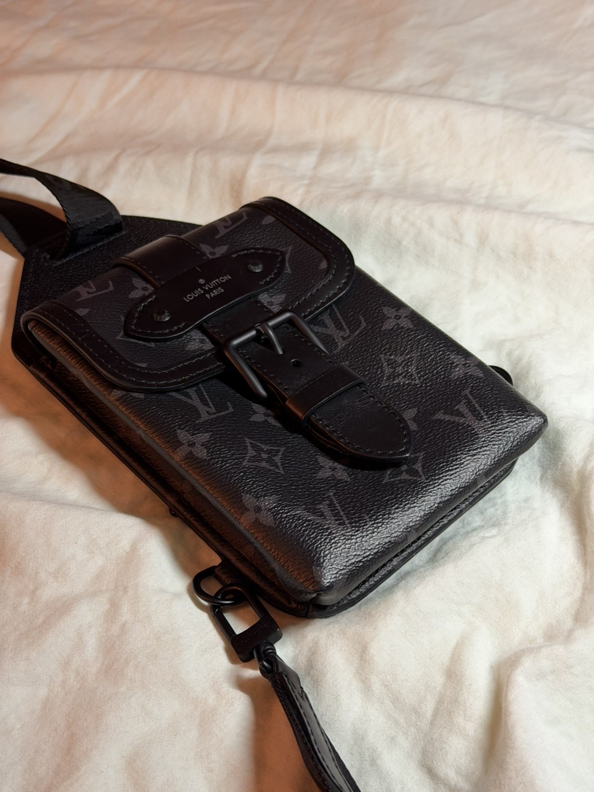 Authentic LOUIS VUITTON Monogram Eclipse Saumur S… - image 2