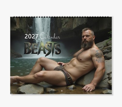 2027 Wall Calendar DE- Beasts, Hairy Muscle Bear, DILF, A4 (21x29.7cm)