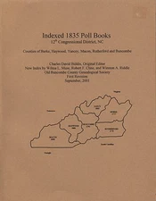1835 Poll Books Indexed Burke, Haywood, Yancey, Macon, Rutherford, Buncombe