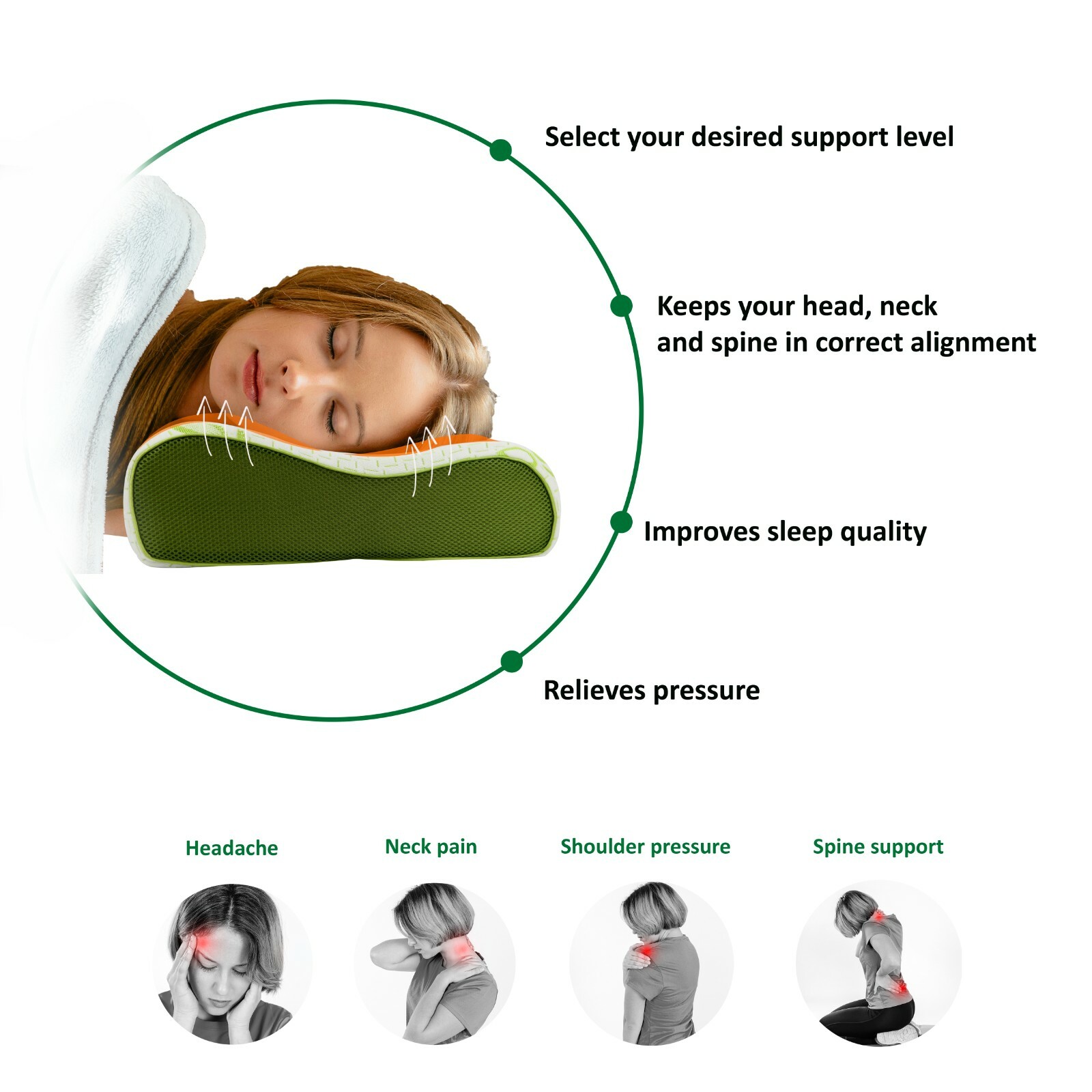 Memory Foam Contour Pillow Orthopaedic Bamboo Pillow For Neck Head Back
