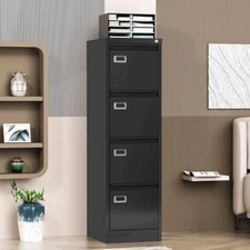 Metal Vertical File Cabinet,4 Drawers Filing Cabinet with Lock for Home Office