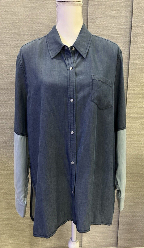 Vince Cotton & Denim Long Sleeve Shirt XL NWOT
