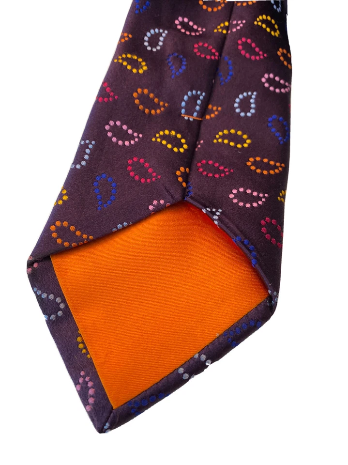 TALLIA men's Tie Modern Paisley 100% Silk Hand Made Pointalism Tie Multi~3.25" - Image 2 of 4