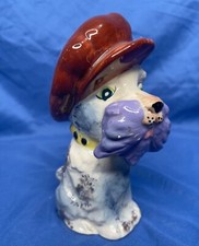 Vintage Ceramic Scottish Terrier Dog Planter Multicolor Brown Hat Scruffy Hippie