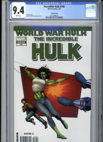 Incredible Hulk #106 (2007) Marvel CGC 9.4 White Third Printing