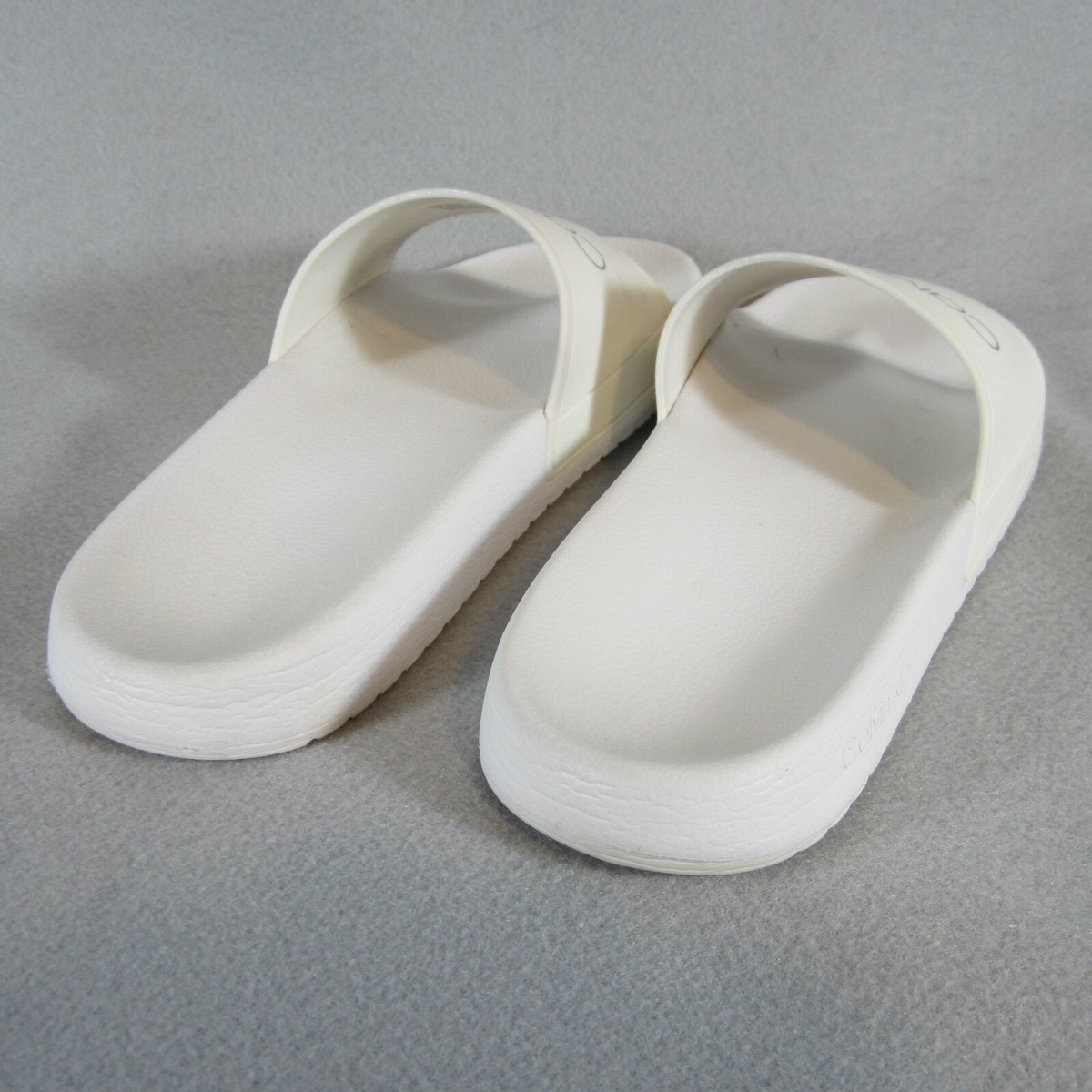 Calvin Klein Mens Silver Logo White Slides Sandals Sz. 7  display picture 1