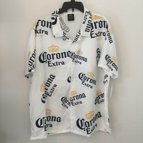 Corona Extra Mens Size 2XL White Button Up Shirt Beer Lightweight