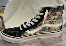 VANS SK-8 HIGH TOPS TROPIC PRINT BLACK SUEDE US SIZES MEN 4.5 WOMEN 6 PREOWNED