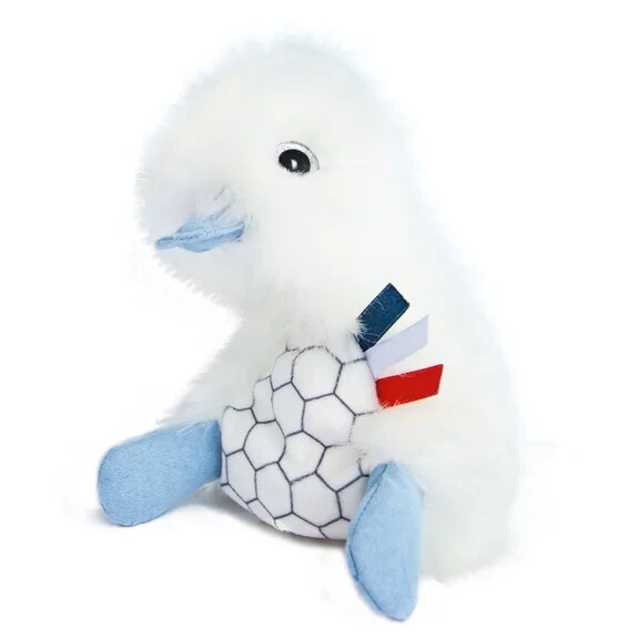 Doudou Canard Coin Coin Foot'in peluche bébé tricolore 18cm Doudou et Compagnie