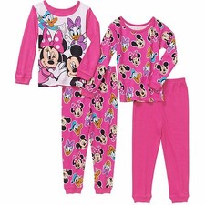 Disney Minnie Mouse 4 PC Long Sleeve Tight Fit Cotton Pajama Set Girl Size 3T