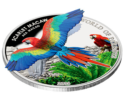 PINK GREY GALAH 2017 Cook Islands $5 Silver Proof 3D World of Parrots