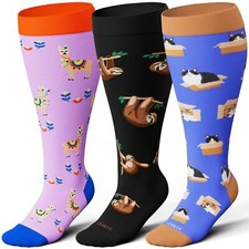 Wide Calf Compression Socks for Women Men Plus Size 15-20 mmHg Extra Large Kn...