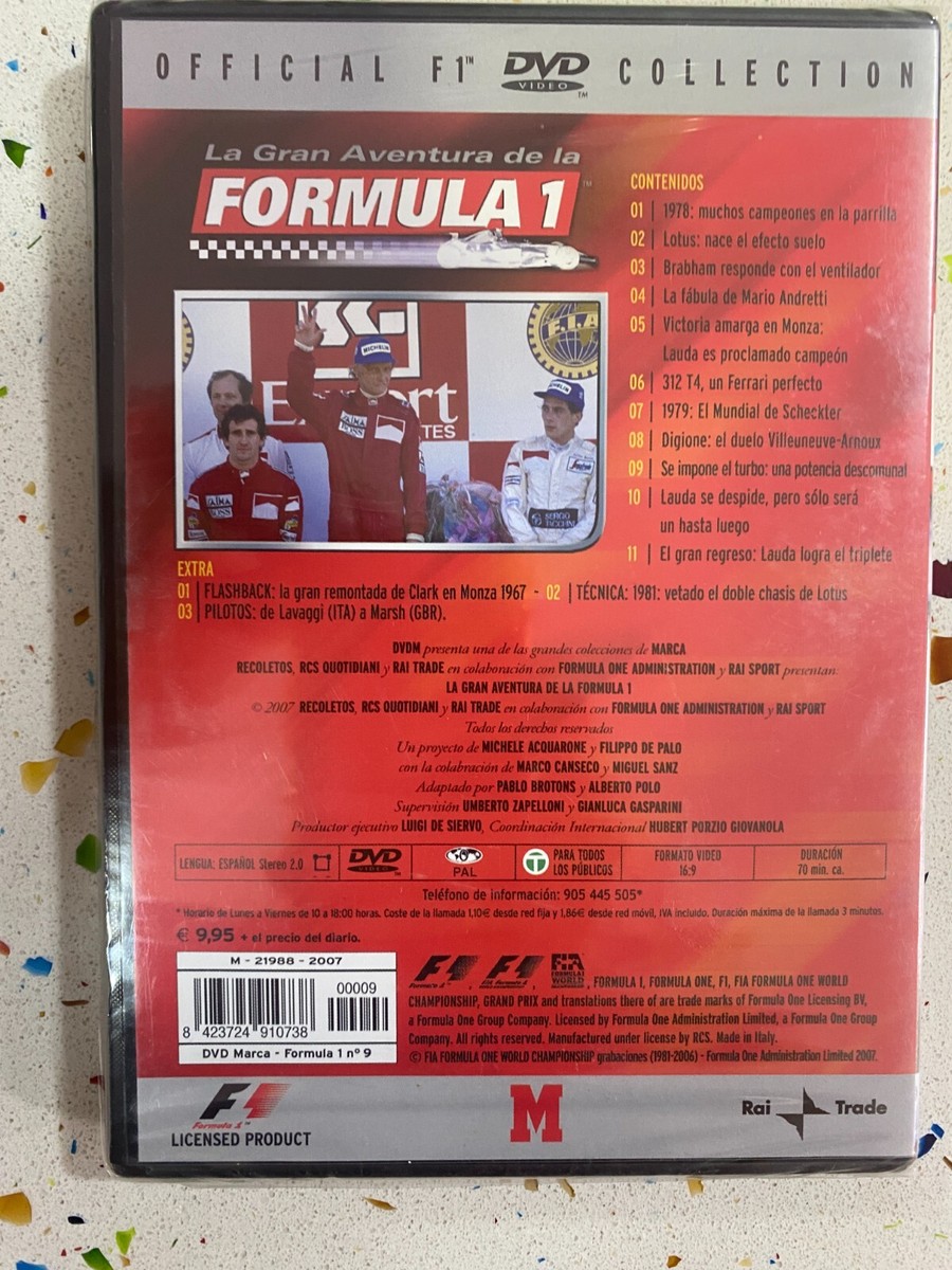 LA GRAN AVENTURA DE LA FORMULA 1 DVD NUEVO F1 EL TRIPLETE DE UN
