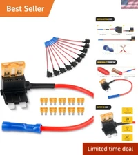 Multicolor 12V Add-a-Circuit Fuse Tap Adapter with Durable 5 Amp Fuses, 10 PCS
