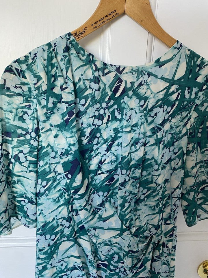Whistles size 12, Silk Dress, green and navy blue eBay