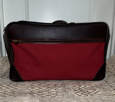 Hartmann Belting Red Soft-side Canvas Leather Travel Bag, 22”W x 12”H x  8”D
