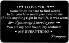 Engraved Wallet Card Birthday Valentine’s Day Gifts for Men Women Couples wife