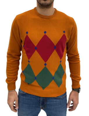 Arancione Maglioni Lana Cashmere Uomo Piacenza Cashmere Pullover