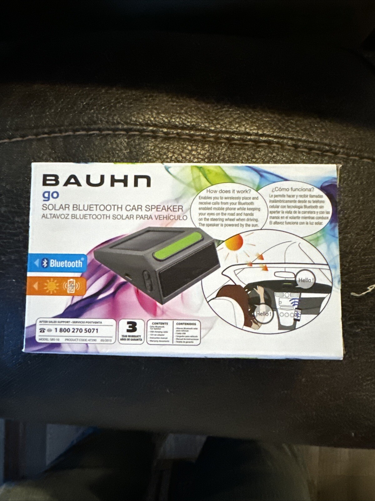 Bauhn Go Solar Bluetooth Car Speaker with 137 Hours Playtime New