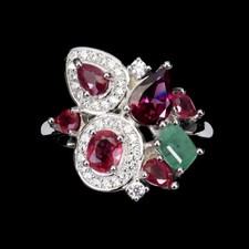 925 Sterling Silver Ring Pear Rhodolite 7x5mm Ruby Gemstone Jewelry 7