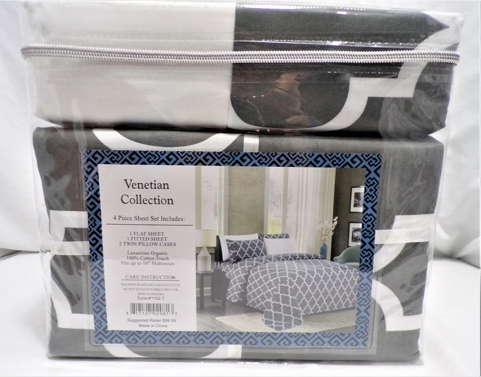 Colección Veneciana 100% Algodón Tacto 1800 Lujoso Orgánico JUEGO DE SÁBANAS TAMAÑO DOBLE Foto 3 de 4