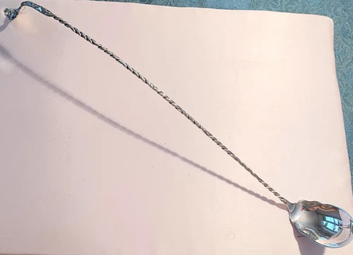 Les Six Fleurs by Reed & Barton Sterling Twist Handle Claret Spoon-mono'd 17"