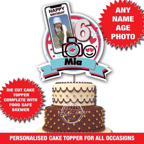 Selfie Social Media Personalised TIK PHOTO Teen Cake Topper Music Dance 046 - Picture 4 of 6