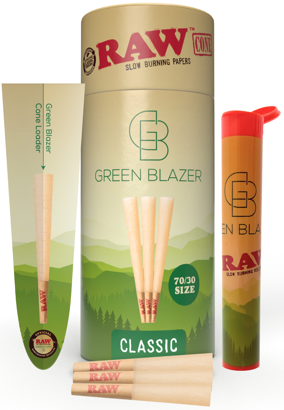 RAW Cones Single Size 70/30 Dogwalker: 100 Pack