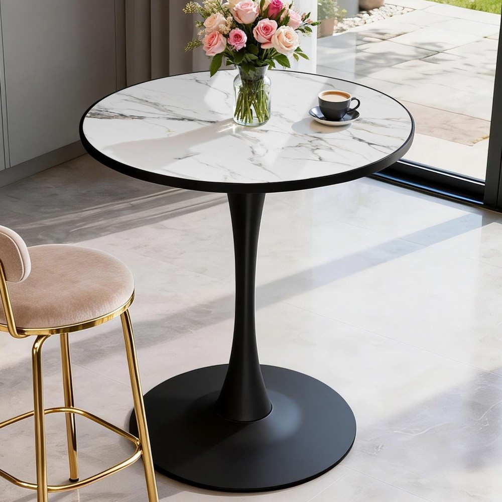 Tall Round Marble Kitchen Dining Table Tulip Bar Table Shop Restaurant Workspace