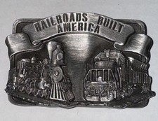 Railroad Belt Buckle - Railroads Built America Siskiyou Pewter Trains P-29